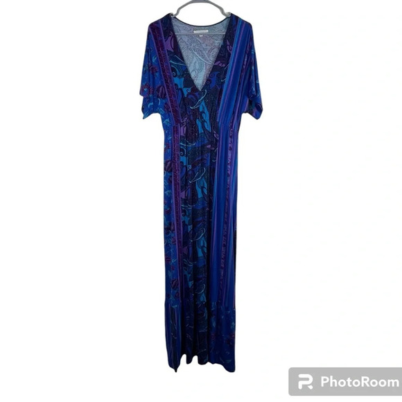 Margaret Miller Maxi Dress Medium Blue Purple Paisley - Picture 1 of 6